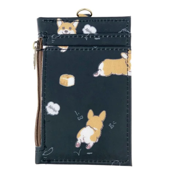 Waterproof Corgi ID Badge Card Holder Coin Purse W/ Stretchy Lanyard - Picture 2 of 9